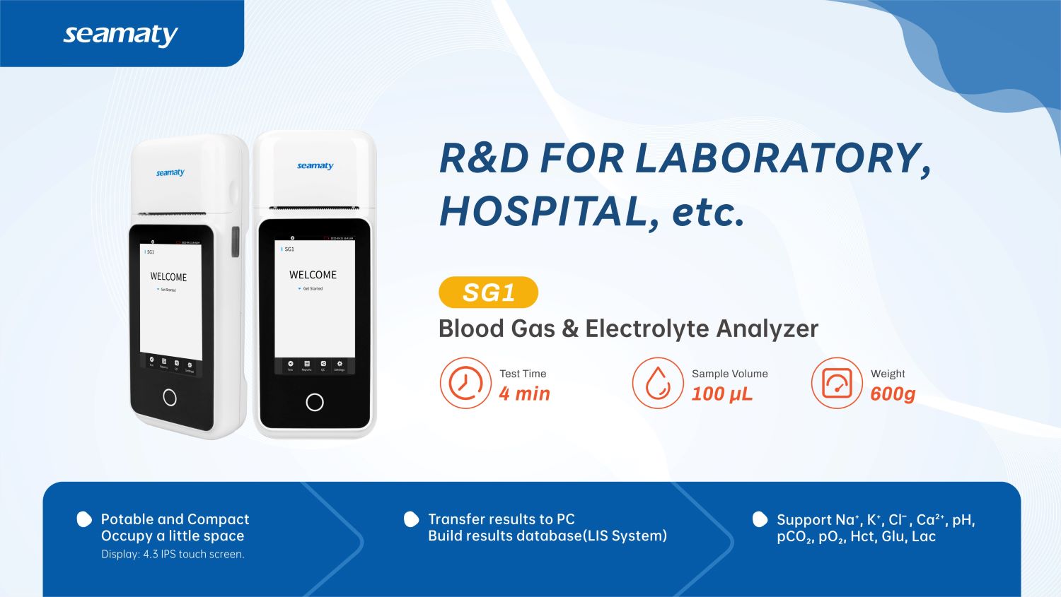 Seamaty SG1 portable blood gas analyzer