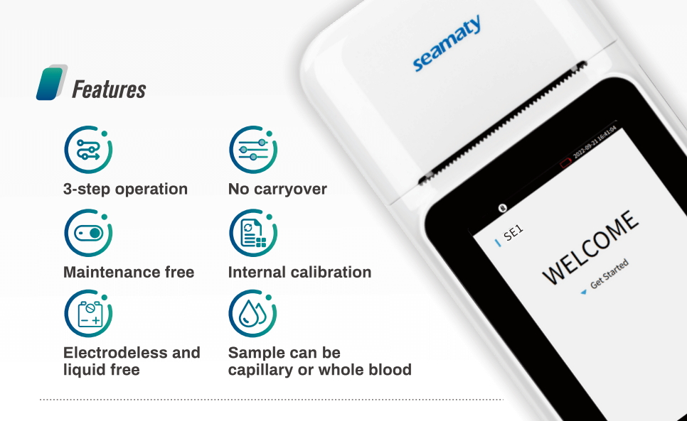 features of Seamaty SE1 portable electrolyte analyzer